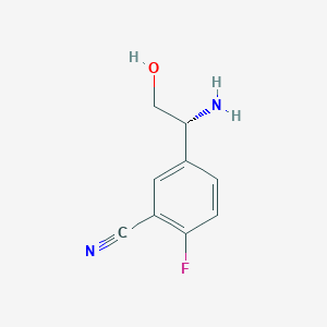 molecular formula C9H9FN2O B13566032 (R)-5-(1-Amino-2-hydroxyethyl)-2-fluorobenzonitrile 