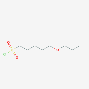 molecular formula C9H19ClO3S B13566042 3-Methyl-5-propoxypentane-1-sulfonyl chloride 