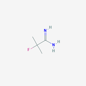 molecular formula C4H9FN2 B13566052 2-Fluoro-2-methylpropanimidamide 