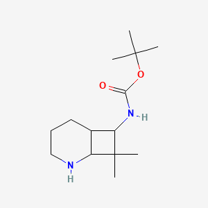 molecular formula C14H26N2O2 B13566067 tert-butylN-{8,8-dimethyl-2-azabicyclo[4.2.0]octan-7-yl}carbamate 