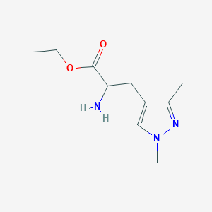 molecular formula C10H17N3O2 B13566081 Ethyl 2-amino-3-(1,3-dimethyl-1h-pyrazol-4-yl)propanoate 