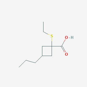 molecular formula C10H18O2S B13566112 1-(Ethylthio)-3-propylcyclobutane-1-carboxylic acid 