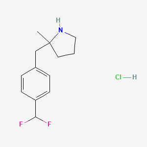 molecular formula C13H18ClF2N B13566202 2-{[4-(Difluoromethyl)phenyl]methyl}-2-methylpyrrolidinehydrochloride 