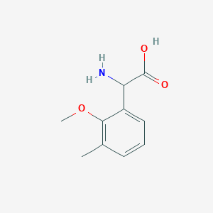 molecular formula C10H13NO3 B13566293 2-Amino-2-(2-methoxy-3-methylphenyl)acetic acid 