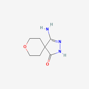 molecular formula C7H11N3O2 B13566344 4-Amino-8-oxa-2,3-diazaspiro[4.5]dec-3-en-1-one 