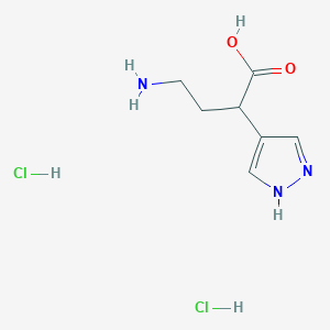 molecular formula C7H13Cl2N3O2 B13566351 4-amino-2-(1H-pyrazol-4-yl)butanoicaciddihydrochloride 