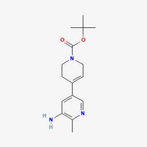 molecular formula C16H23N3O2 B13566369 Tert-butyl5-amino-6-methyl-1',2',3',6'-tetrahydro-[3,4'-bipyridine]-1'-carboxylate 