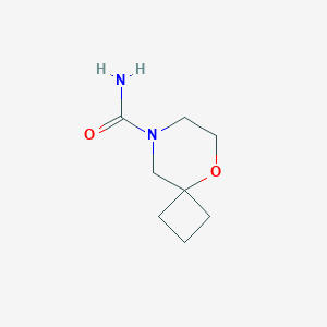 molecular formula C8H14N2O2 B13566409 5-Oxa-8-azaspiro[3.5]nonane-8-carboxamide 