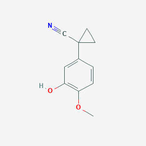 molecular formula C11H11NO2 B13566752 1-(3-Hydroxy-4-methoxyphenyl)cyclopropanecarbonitrile 