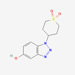 molecular formula C11H13N3O3S B13566787 4-(5-Hydroxy-1H-benzo[d][1,2,3]triazol-1-yl)tetrahydro-2H-thiopyran 1,1-dioxide 