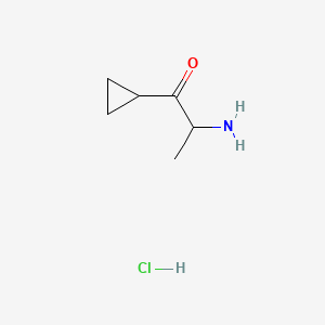 molecular formula C6H12ClNO B13566946 2-Amino-1-cyclopropylpropan-1-onehydrochloride 