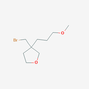 molecular formula C9H17BrO2 B13566961 3-(Bromomethyl)-3-(3-methoxypropyl)tetrahydrofuran 