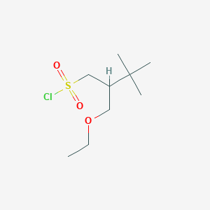 molecular formula C9H19ClO3S B13566991 2-(Ethoxymethyl)-3,3-dimethylbutane-1-sulfonyl chloride 