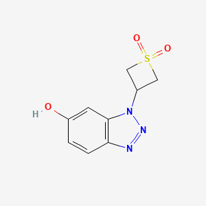 molecular formula C9H9N3O3S B13566996 3-(6-Hydroxy-1H-benzo[d][1,2,3]triazol-1-yl)thietane 1,1-dioxide 