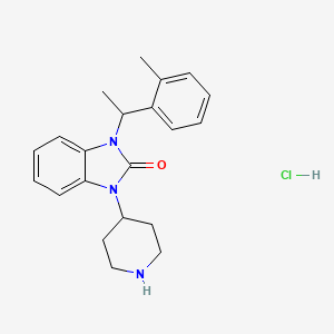 molecular formula C21H26ClN3O B13567082 1-[1-(2-methylphenyl)ethyl]-3-(piperidin-4-yl)-2,3-dihydro-1H-1,3-benzodiazol-2-onehydrochloride 