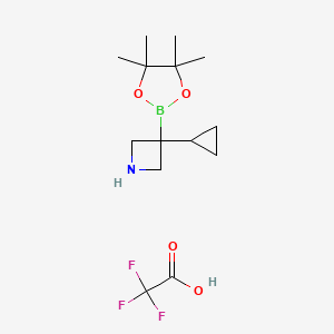 3-Cyclopropyl-3-(4,4,5,5-tetramethyl-1,3,2-dioxaborolan-2-yl)azetidine; trifluoroacetic acid