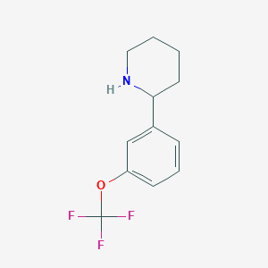 molecular formula C12H14F3NO B13567229 2-[3-(Trifluoromethoxy)phenyl]piperidine 