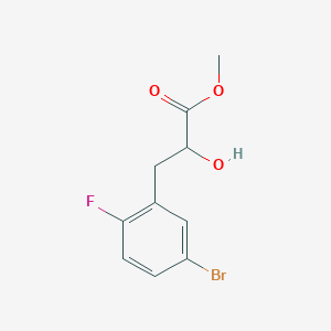 molecular formula C10H10BrFO3 B13567257 Methyl 3-(5-bromo-2-fluorophenyl)-2-hydroxypropanoate 