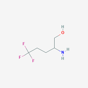 molecular formula C5H10F3NO B13567274 2-Amino-5,5,5-trifluoropentan-1-ol 