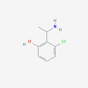 molecular formula C8H10ClNO B13567295 2-(1-Aminoethyl)-3-chlorophenol 