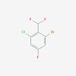 molecular formula C7H3BrClF3 B13567309 1-Bromo-3-chloro-2-(difluoromethyl)-5-fluorobenzene 