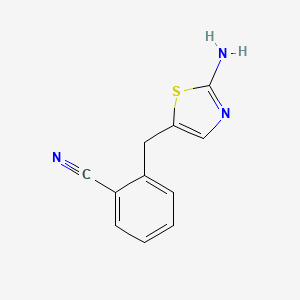 molecular formula C11H9N3S B13567349 2-[(2-Amino-1,3-thiazol-5-YL)methyl]benzonitrile 