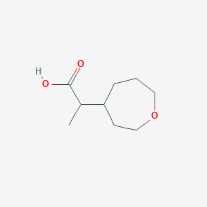 molecular formula C9H16O3 B13567381 2-(Oxepan-4-yl)propanoic acid 