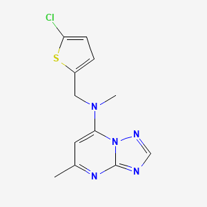 molecular formula C12H12ClN5S B13567415 N-[(5-chlorothiophen-2-yl)methyl]-N,5-dimethyl-[1,2,4]triazolo[1,5-a]pyrimidin-7-amine 