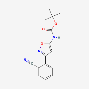 molecular formula C15H15N3O3 B13567416 tert-butylN-[3-(2-cyanophenyl)-1,2-oxazol-5-yl]carbamate 