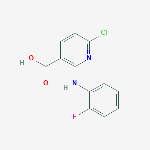 molecular formula C12H8ClFN2O2 B13567423 6-Chloro-2-[(2-fluorophenyl)amino]pyridine-3-carboxylicacid 