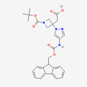 2-{1-[(tert-butoxy)carbonyl]-3-[4-({[(9H-fluoren-9-yl)methoxy]carbonyl}amino)-1H-pyrazol-1-yl]azetidin-3-yl}acetic acid