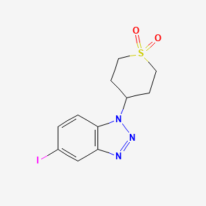 molecular formula C11H12IN3O2S B13567529 4-(5-Iodo-1H-benzo[d][1,2,3]triazol-1-yl)tetrahydro-2H-thiopyran 1,1-dioxide 