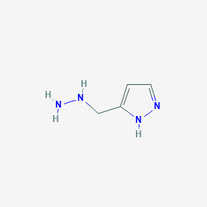 molecular formula C4H8N4 B13567560 3-(hydrazinylmethyl)-1H-pyrazole 