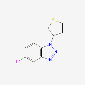 molecular formula C10H10IN3S B13567613 5-iodo-1-(thiolan-3-yl)-1H-1,2,3-benzotriazole 