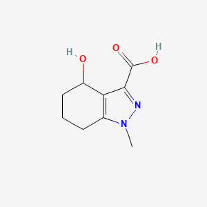 molecular formula C9H12N2O3 B13567659 4-hydroxy-1-methyl-4,5,6,7-tetrahydro-1H-indazole-3-carboxylic acid 