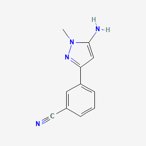 molecular formula C11H10N4 B13567734 3-(5-amino-1-methyl-1H-pyrazol-3-yl)benzonitrile 