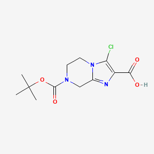 molecular formula C12H16ClN3O4 B1356787 7-(tert-Butoxycarbonyl)-3-chloro-5,6,7,8-tetrahydroimidazo[1,2-a]pyrazine-2-carboxylic acid CAS No. 903130-30-3