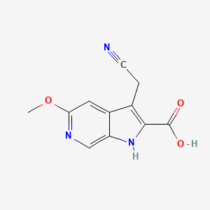 molecular formula C11H9N3O3 B1356789 3-(Cyanomethyl)-5-methoxy-1H-pyrrolo[2,3-c]pyridine-2-carboxylic acid CAS No. 22772-37-8
