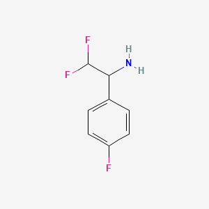 molecular formula C8H8F3N B13567899 2,2-Difluoro-1-(4-fluorophenyl)ethanamine 