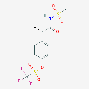 molecular formula C11H12F3NO6S2 B13568088 4-[(1S)-1-(methanesulfonylcarbamoyl)ethyl]phenyltrifluoromethanesulfonate 