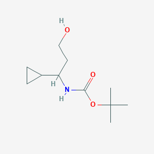 molecular formula C11H21NO3 B13568110 tert-butyl N-(1-cyclopropyl-3-hydroxypropyl)carbamate 