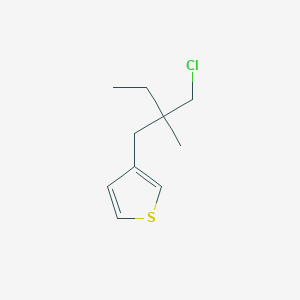 molecular formula C10H15ClS B13568118 3-(2-(Chloromethyl)-2-methylbutyl)thiophene 