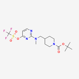 molecular formula C17H25F3N4O5S B13568137 Tert-butyl4-({methyl[4-(trifluoromethanesulfonyloxy)pyrimidin-2-yl]amino}methyl)piperidine-1-carboxylate 