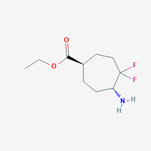 molecular formula C10H17F2NO2 B13568237 Ethyl (1R,5R)-5-amino-4,4-difluorocycloheptane-1-carboxylate 