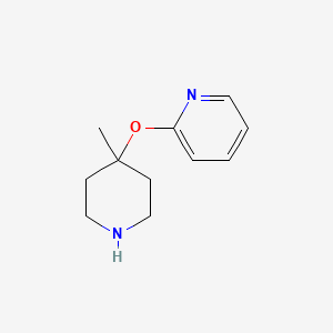 molecular formula C11H16N2O B13568242 2-((4-Methylpiperidin-4-yl)oxy)pyridine 