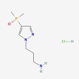 molecular formula C8H17ClN3OP B13568344 3-[4-(dimethylphosphoryl)-1H-pyrazol-1-yl]propan-1-aminehydrochloride 