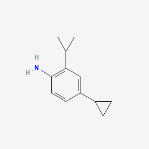 molecular formula C12H15N B13568354 2,4-Dicyclopropylaniline 