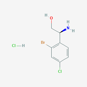 molecular formula C8H10BrCl2NO B13568379 (2S)-2-amino-2-(2-bromo-4-chlorophenyl)ethan-1-olhydrochloride 