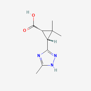 molecular formula C9H13N3O2 B13568387 rac-(1R,3S)-2,2-dimethyl-3-(5-methyl-1H-1,2,4-triazol-3-yl)cyclopropane-1-carboxylicacid,cis 