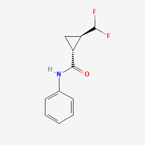 molecular formula C11H11F2NO B13568518 rac-(1R,2R)-2-(difluoromethyl)-N-phenylcyclopropane-1-carboxamide 